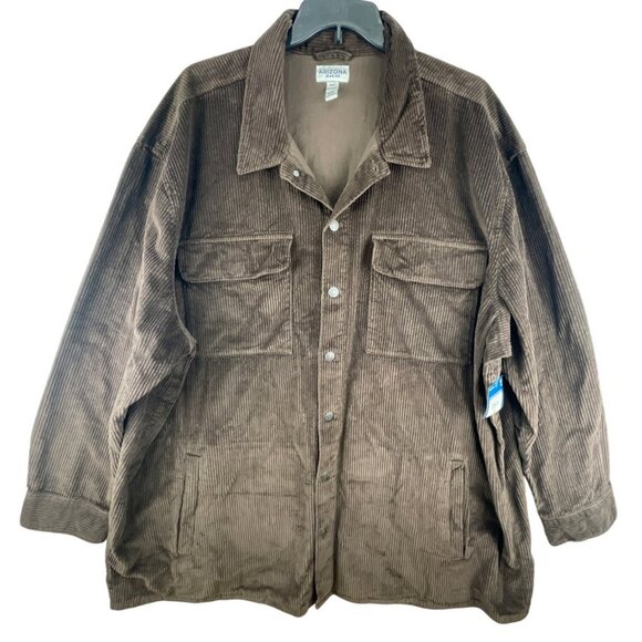 Arizona Jean Co Mens 4XLT Mountain Trail Corduroy Big & Tall Shacket Brown - Picture 1 of 10